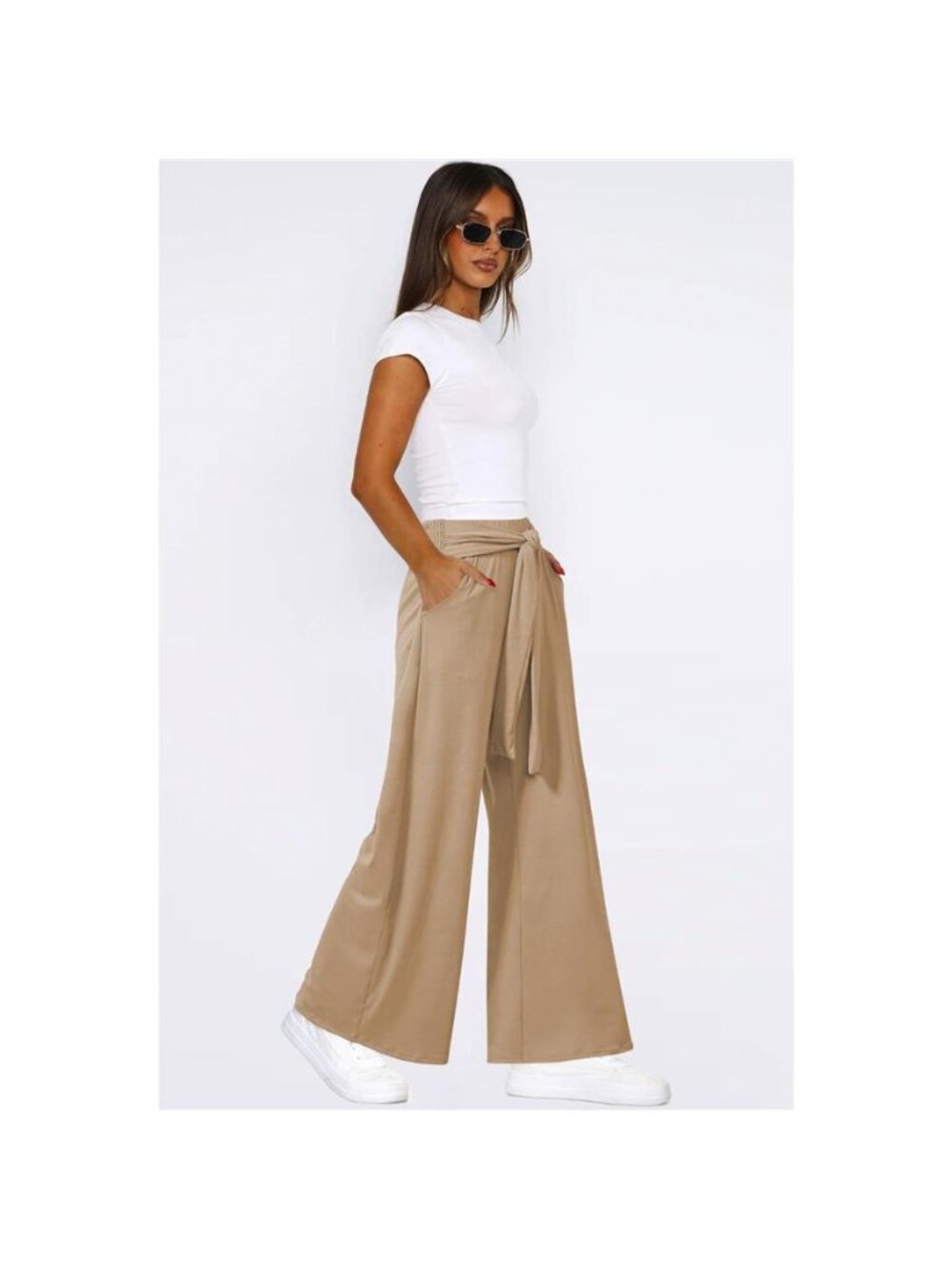 Tied Pocketed Wide Leg Pants - Picture 5 of 9